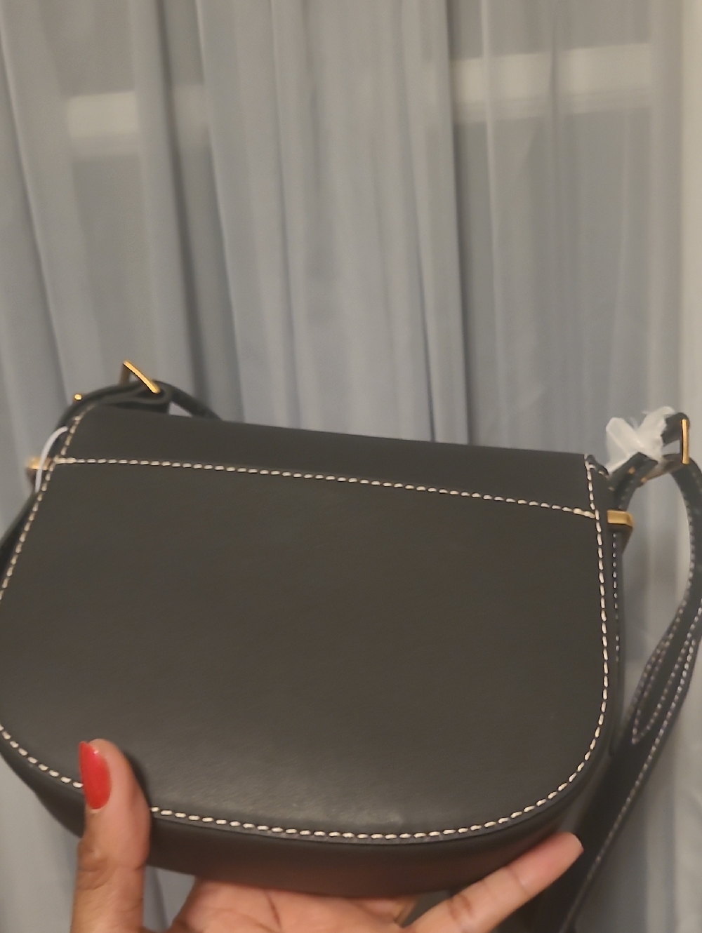SAM EDELMAN Black Leather Crossbody Bag with Contrast Stitching - Picture 10 of 13